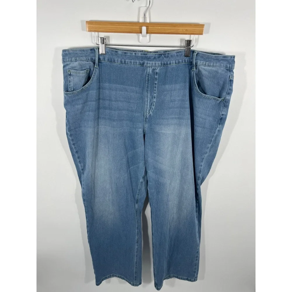 Halara Jeans Womens 3X Blue High Rise Straight Leg Stretch Comfort Denim